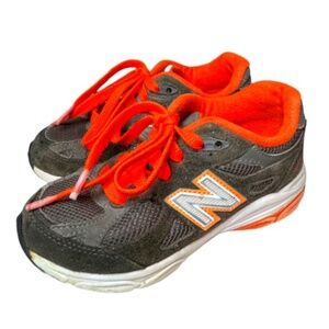 New Balance 990 Kids Size 11 - KJ990GOH Gray Suede, Orange Laces, White Outsoles
